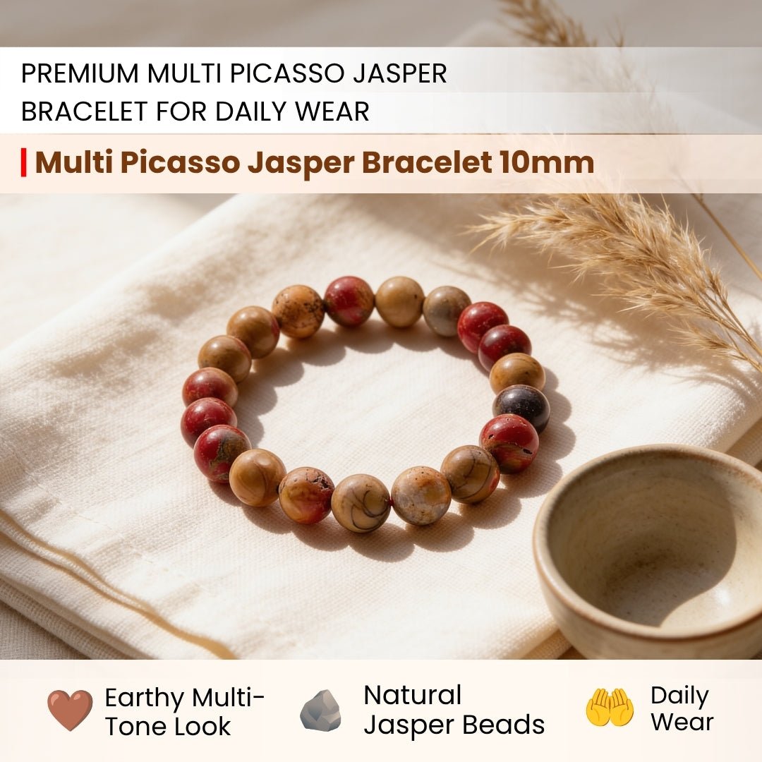 Multi Picasso Jasper Bracelet for Men Women Boys and Girls - plusvalueindia