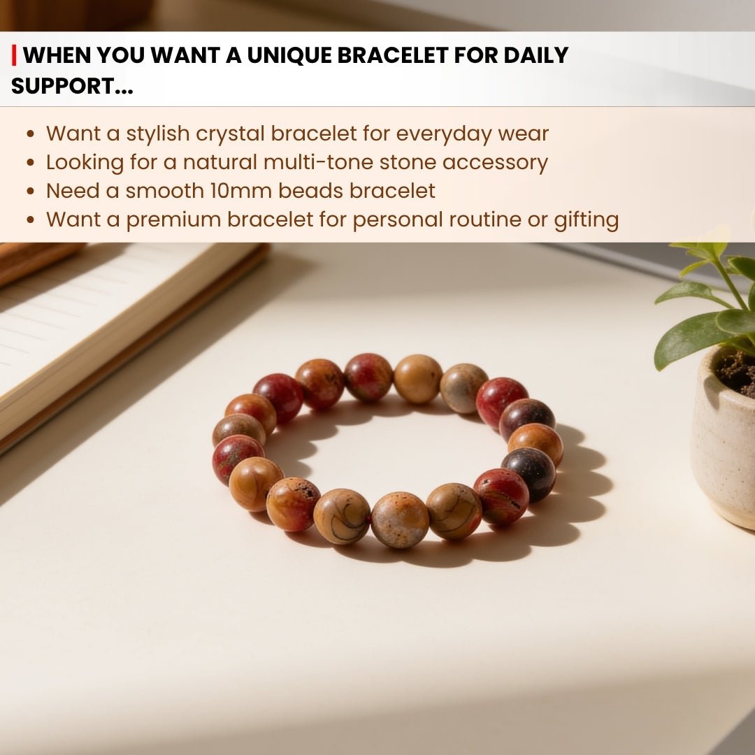 Multi Picasso Jasper Bracelet for Men Women Boys and Girls - plusvalueindia