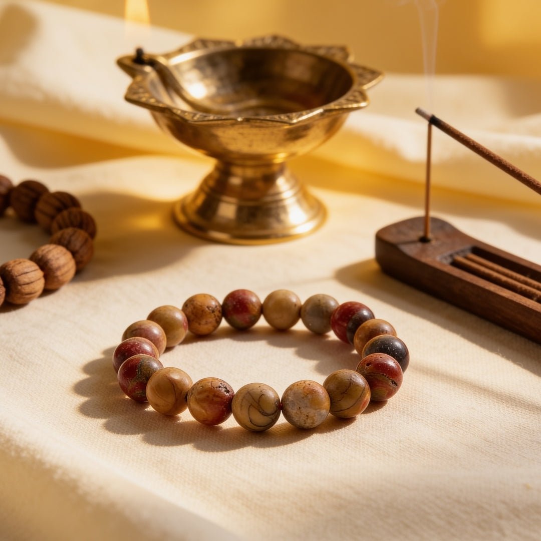 Multi Picasso Jasper Bracelet for Men Women Boys and Girls - plusvalueindia