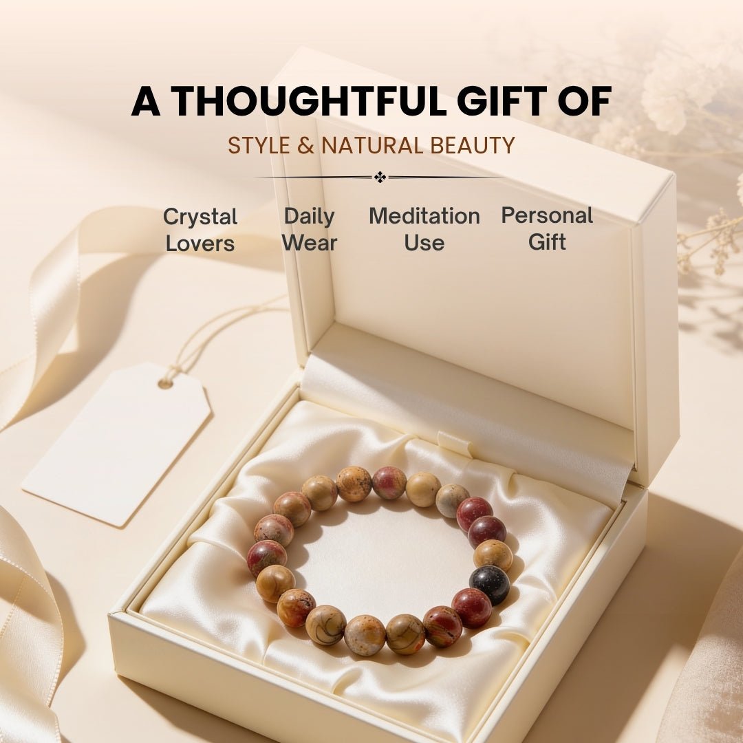 Multi Picasso Jasper Bracelet for Men Women Boys and Girls - plusvalueindia