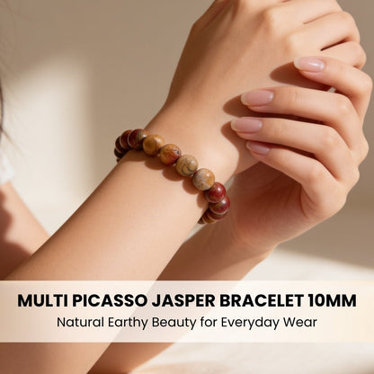 Multi Picasso Jasper Bracelet for Men Women Boys and Girls - plusvalueindia