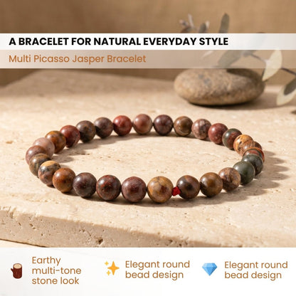 Multi Picasso Jasper Bracelet for Men Women Boys and Girls - plusvalueindia