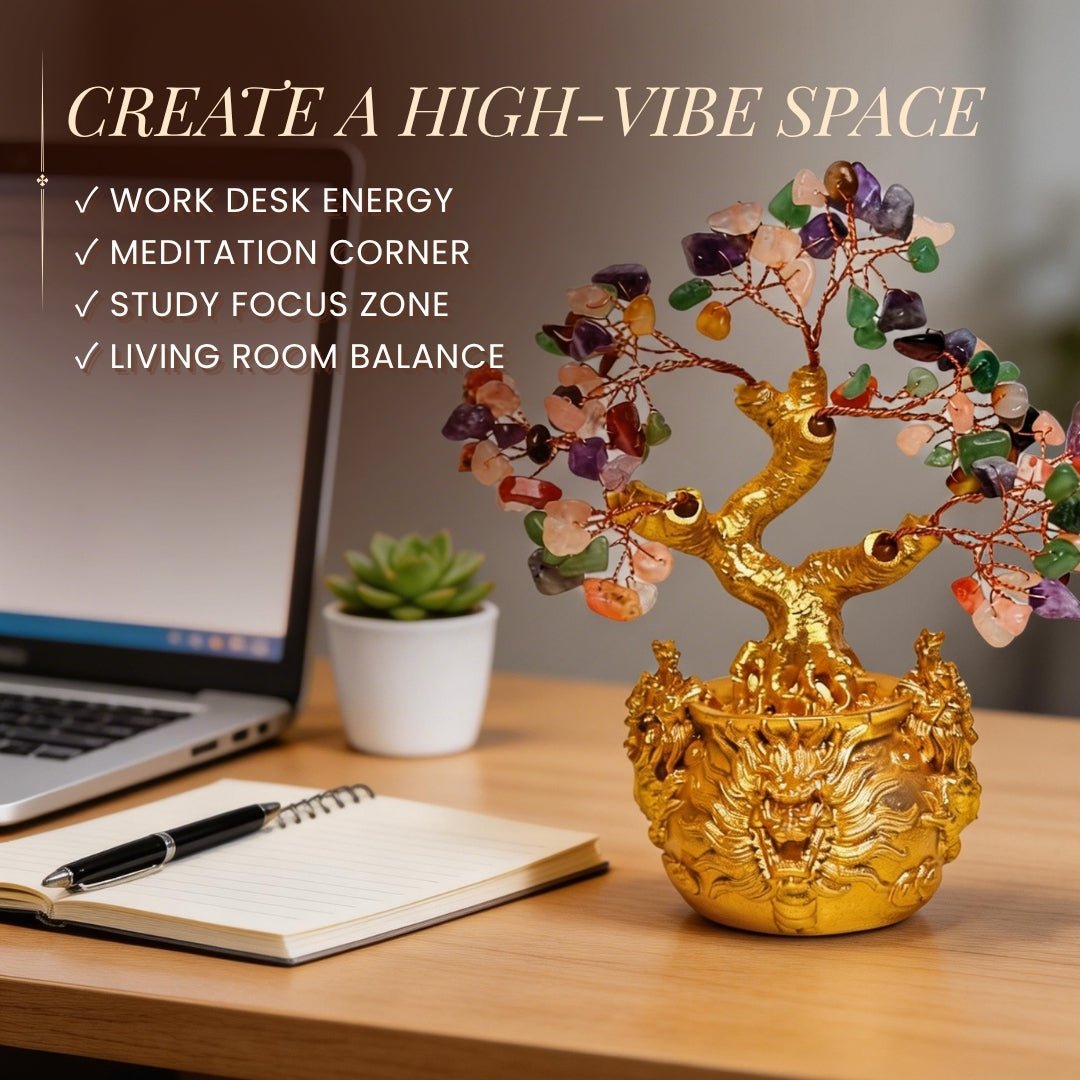 Multicolor Crystal Tree for Positive Energy & Good Luck Feng Shui Showpiece - plusvalueindia