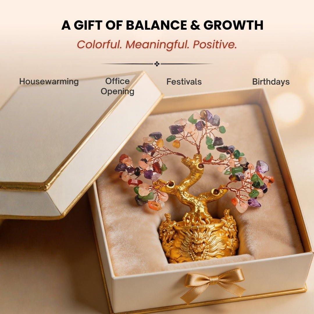 Multicolor Crystal Tree for Positive Energy & Good Luck Feng Shui Showpiece - plusvalueindia