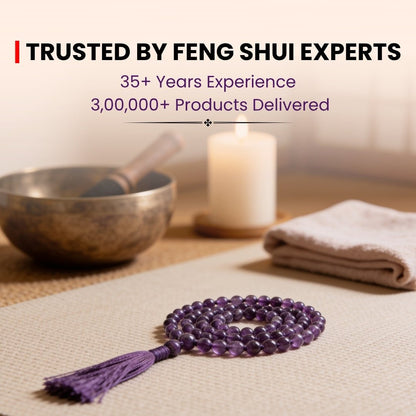 Purple Amethyst Necklace Japa Mala 108 + 1 Bead (Knotted) - plusvalueindia