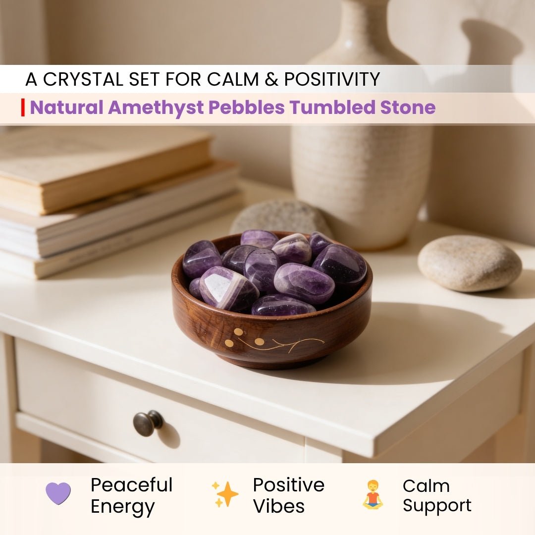 Amethyst Tumbled Stone Pebbles for Students Education, Studies, Memory, Concentration, Meditation - plusvalueindia