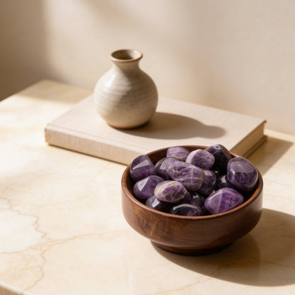 Amethyst Tumbled Stone Pebbles for Students Education, Studies, Memory, Concentration, Meditation - plusvalueindia