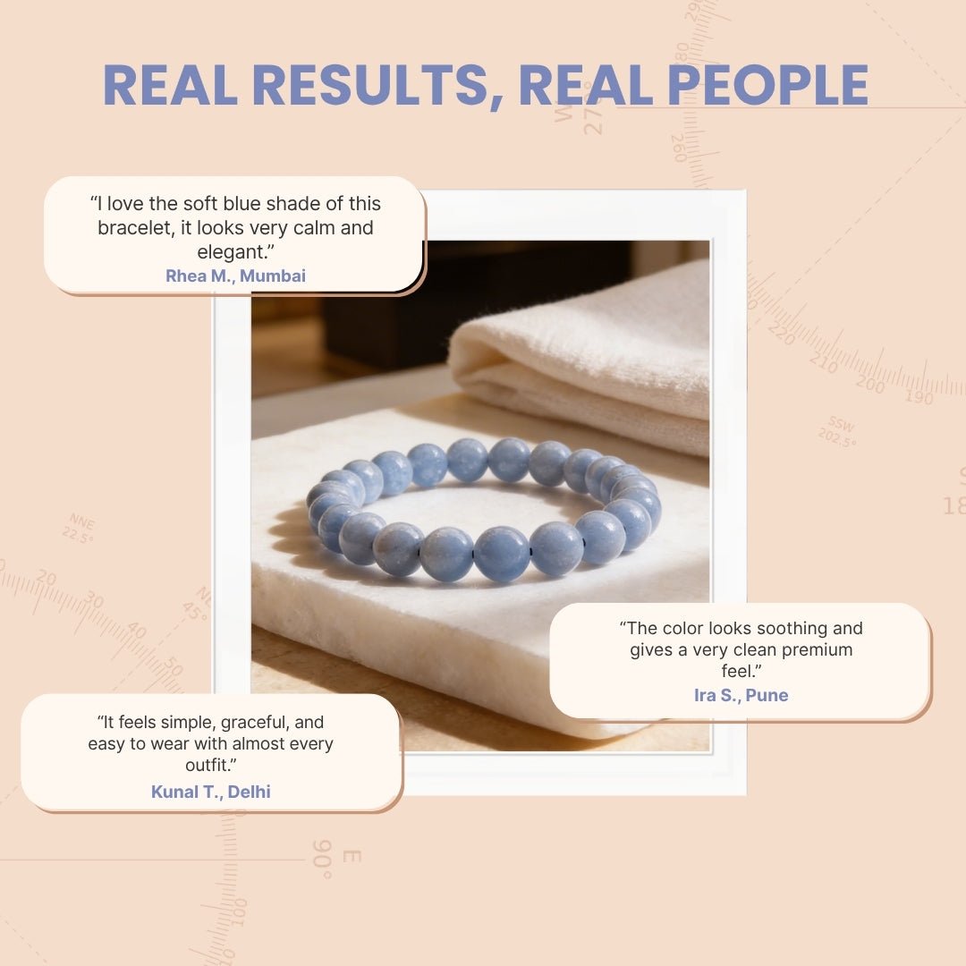 Natural Angelite Bracelet - plusvalueindia