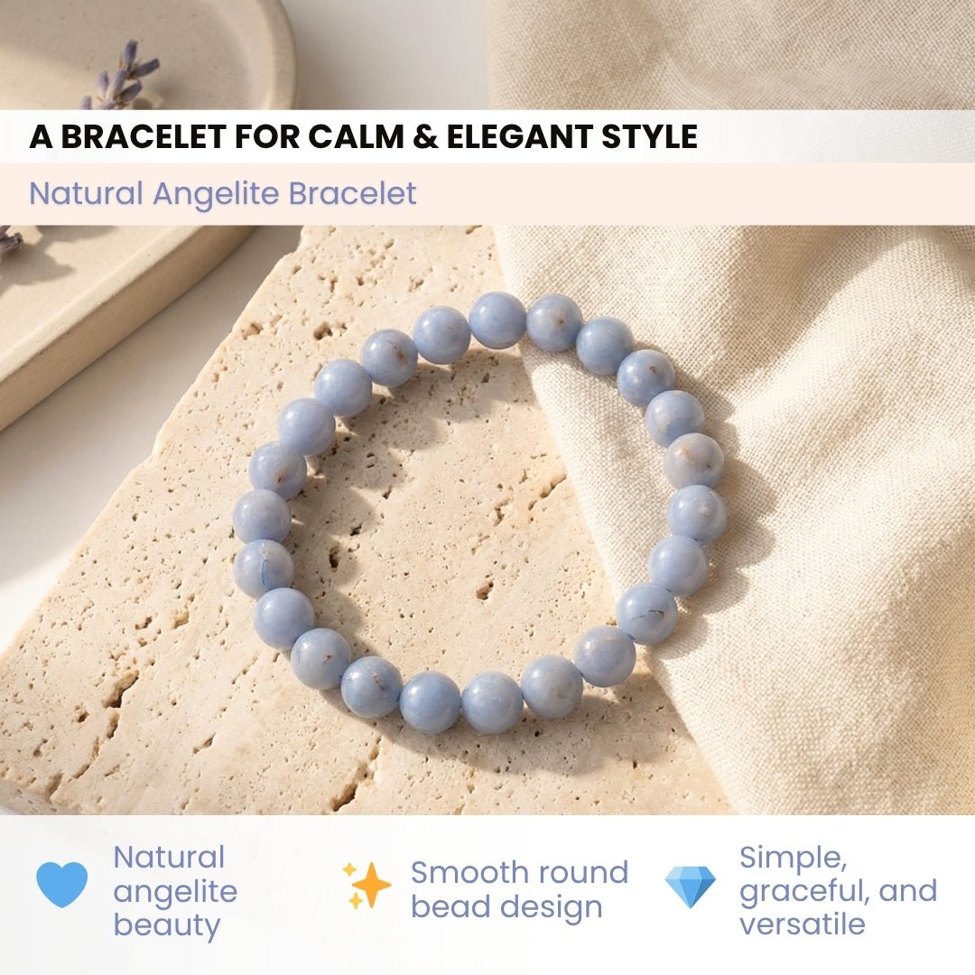 Natural Angelite Bracelet - plusvalueindia