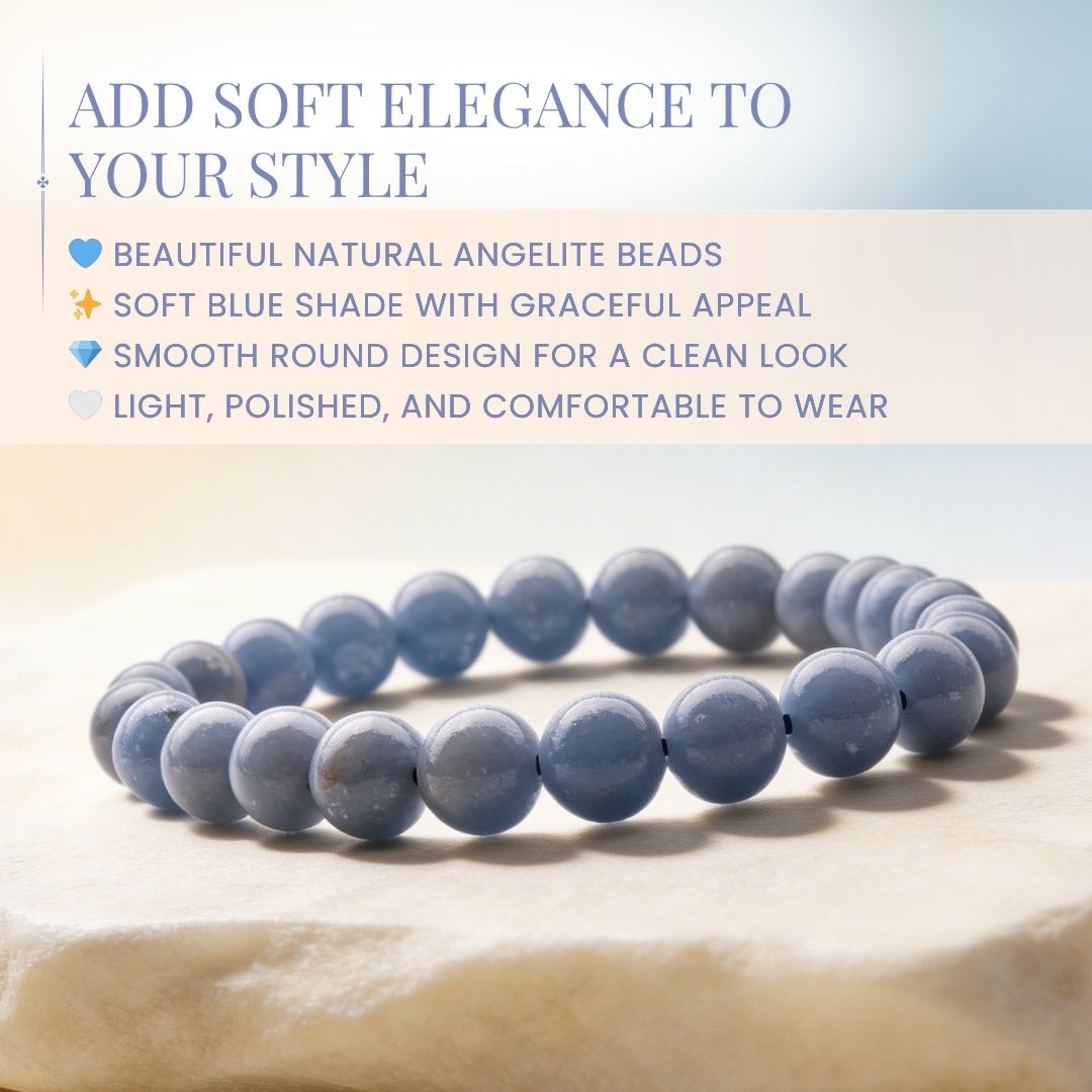 Natural Angelite Bracelet - plusvalueindia