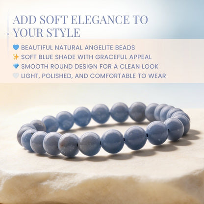 Natural Angelite Bracelet - plusvalueindia