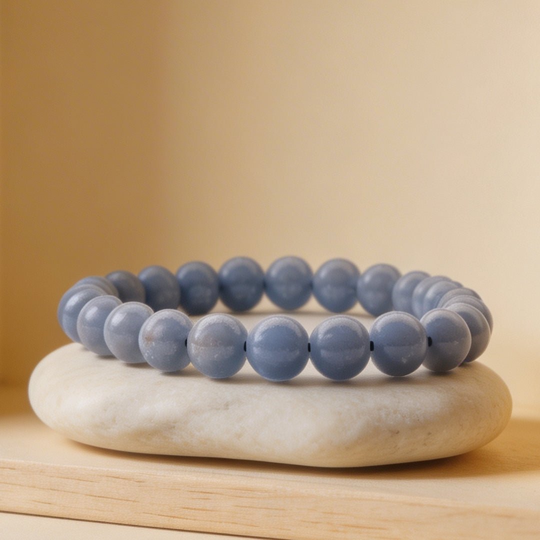 Natural Angelite Bracelet - plusvalueindia