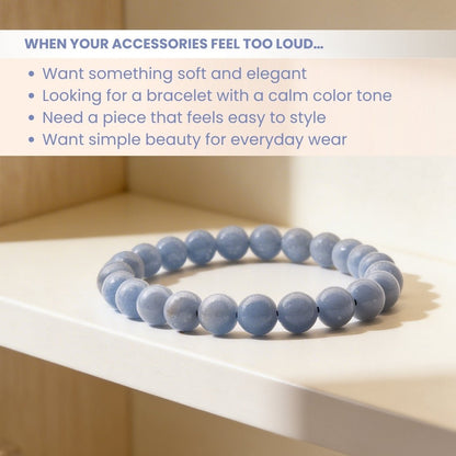 Natural Angelite Bracelet - plusvalueindia