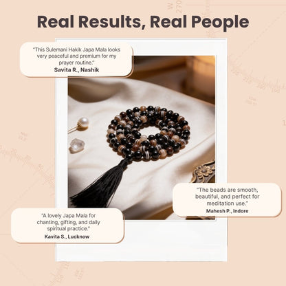 Black Sulemani Hakik Stone Crystal Necklace Japa Mala 108 + 1 Bead (Knotted) - plusvalueindia