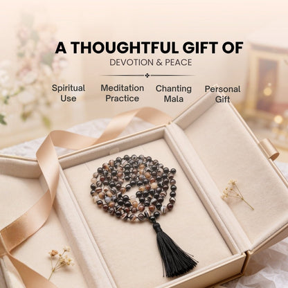 Black Sulemani Hakik Stone Crystal Necklace Japa Mala 108 + 1 Bead (Knotted) - plusvalueindia