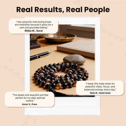 Black Sulemani Hakik Stone Crystal Necklace Japa Mala 108 + 1 Bead (Knotted) - plusvalueindia