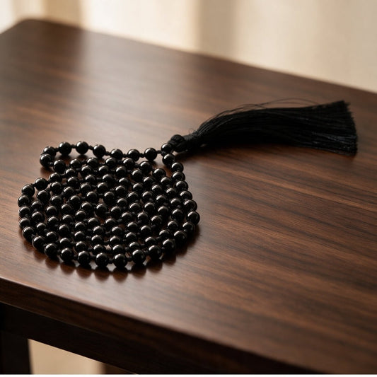 Black tourmaline mala, 108 bead tourmaline japa mala for chanting
