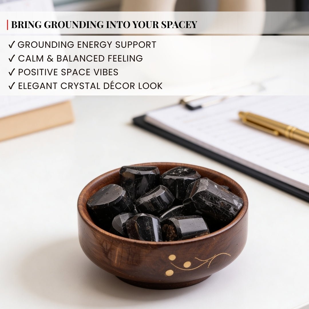 Black Tourmaline Tumbled Stone Pebbles - plusvalueindia
