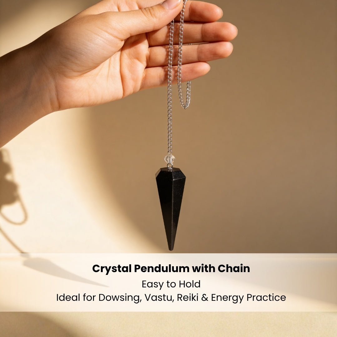 Black Tourmaline V Shape Dowsing Pendulum With Free 4 Dowsing Charts & Jute Bag - plusvalueindia