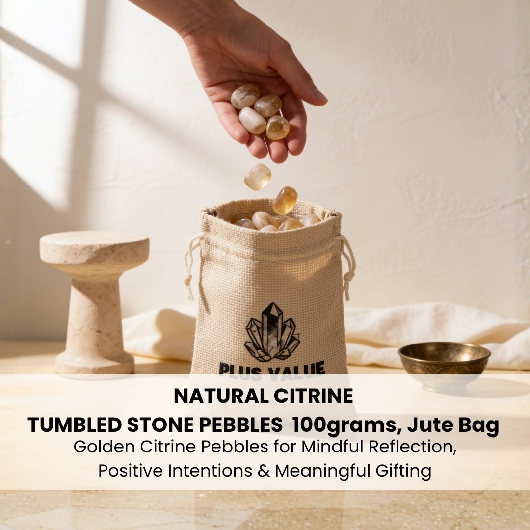 Durable natural burlap jute pouch with drawstring closure for storing 100g Citrine pebbles