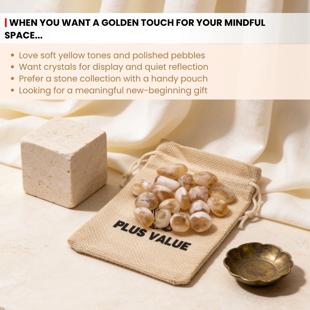Precision digital scale verifying 100 grams net weight of natural Citrine tumbled crystal pebbles