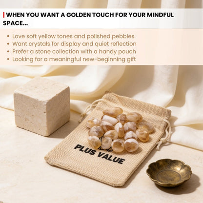 Precision digital scale verifying 100 grams net weight of natural Citrine tumbled crystal pebbles