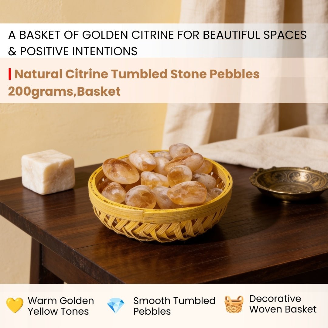 Close-up of smooth polished natural Citrine tumbled stones showing translucent golden-amber hues and natural inclusions