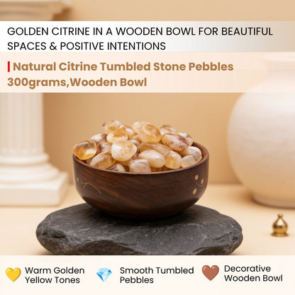 Close-up of smooth polished natural Citrine crystal pebbles showing radiant golden-yellow tones and translucent clarity