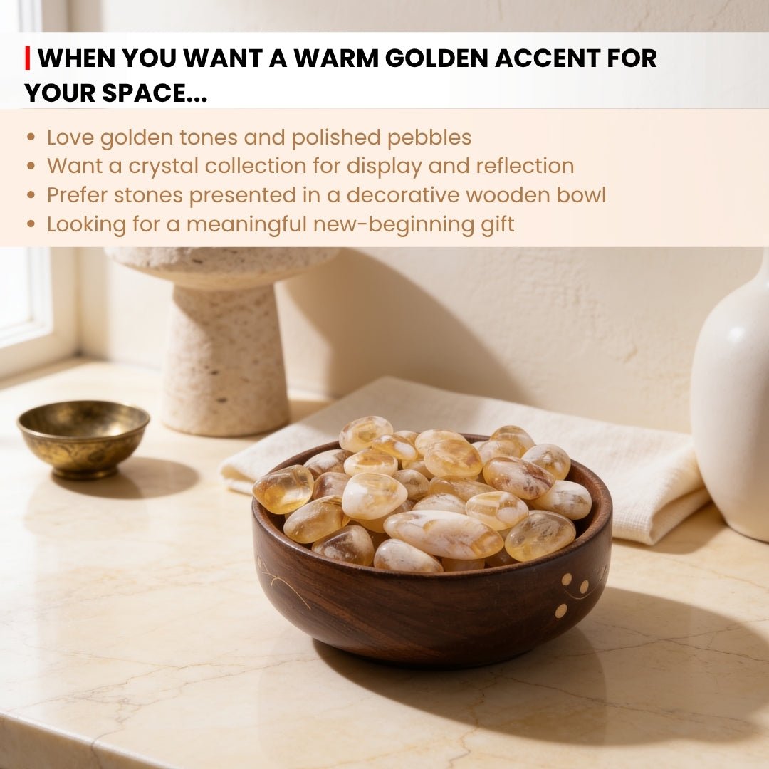 Hand-carved natural wooden display bowl featuring smooth rim and rich wood grain texture holding crystal stones