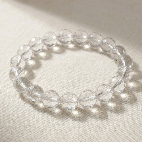 Natural Clear Crystal Quartz Bracelet Diamond Cut for Wealth, Health & Prosperity For Men & Women - plusvalueindia