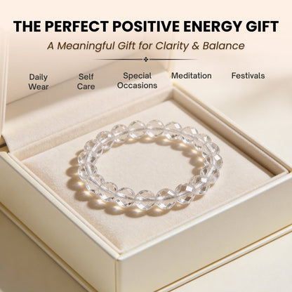 Natural Clear Crystal Quartz Bracelet Diamond Cut for Wealth, Health & Prosperity For Men & Women - plusvalueindia