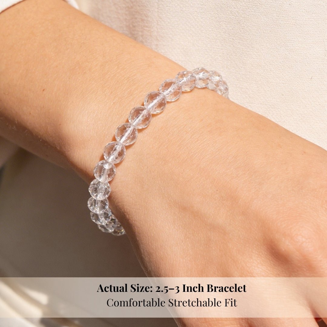 Natural Clear Crystal Quartz Bracelet Diamond Cut for Wealth, Health & Prosperity For Men & Women - plusvalueindia