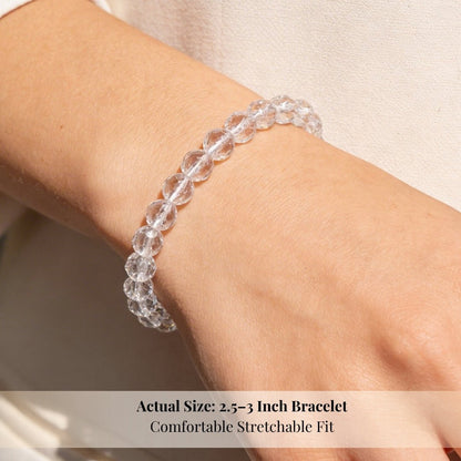 Natural Clear Crystal Quartz Bracelet Diamond Cut for Wealth, Health & Prosperity For Men & Women - plusvalueindia