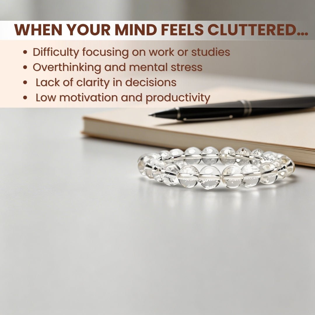 Natural Clear Quartz Crystal Beads Bracelet for Wealth, Health & Prosperity - plusvalueindia