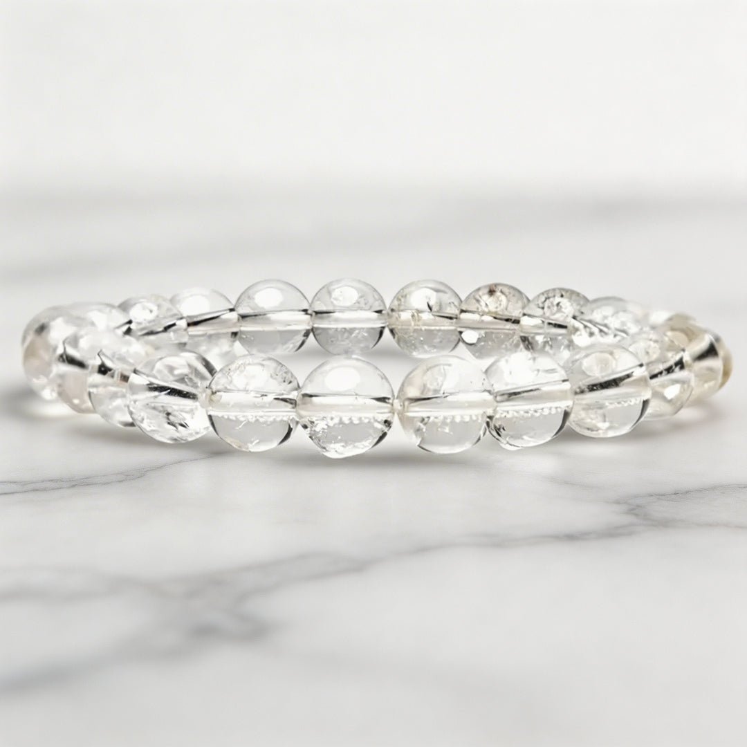 Natural Clear Quartz Crystal Beads Bracelet for Wealth, Health & Prosperity - plusvalueindia