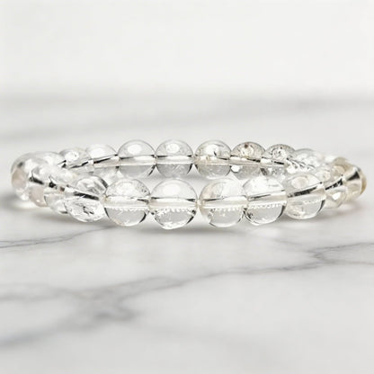 Natural Clear Quartz Crystal Beads Bracelet for Wealth, Health & Prosperity - plusvalueindia