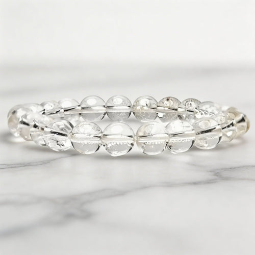 Natural Clear Quartz Crystal Beads Bracelet for Wealth, Health & Prosperity - plusvalueindia