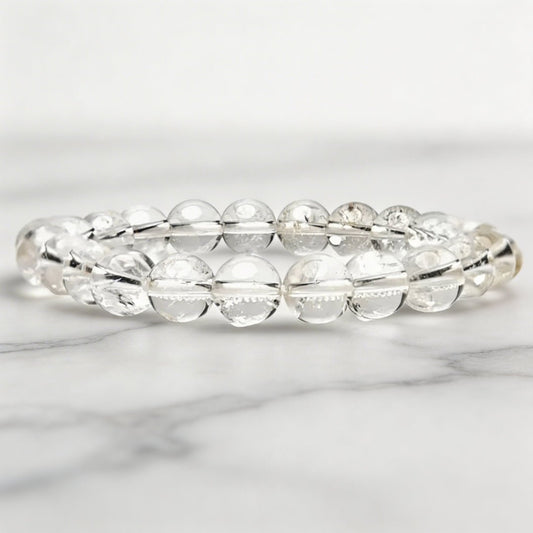 Natural Clear Quartz Crystal Beads Bracelet for Wealth, Health & Prosperity - plusvalueindia