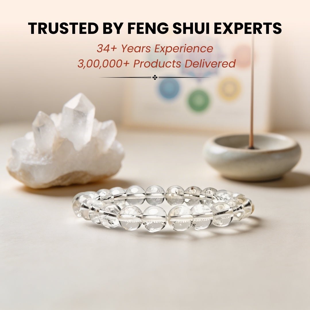Natural Clear Quartz Crystal Beads Bracelet for Wealth, Health & Prosperity - plusvalueindia