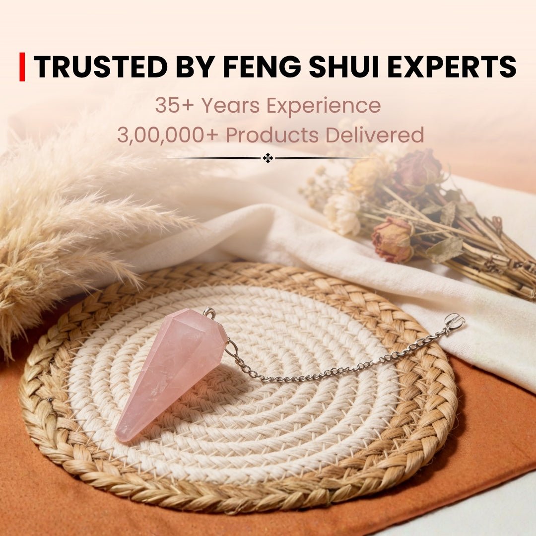 Pink Rose Quartz Crystal Dowsing Pendulum With Free 4 Dowsing Charts & Jute Bag - plusvalueindia