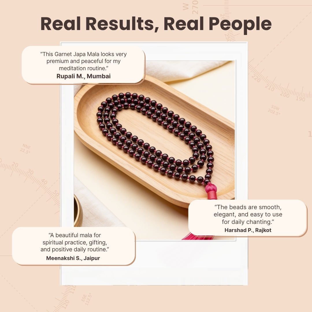 Garnet Japa Mala Necklace Japa Mala 108 + 1 Bead (Knotted) - plusvalueindia