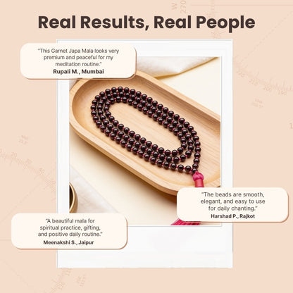 Garnet Japa Mala Necklace Japa Mala 108 + 1 Bead (Knotted) - plusvalueindia
