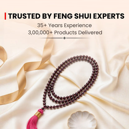Garnet Japa Mala Necklace Japa Mala 108 + 1 Bead (Knotted) - plusvalueindia