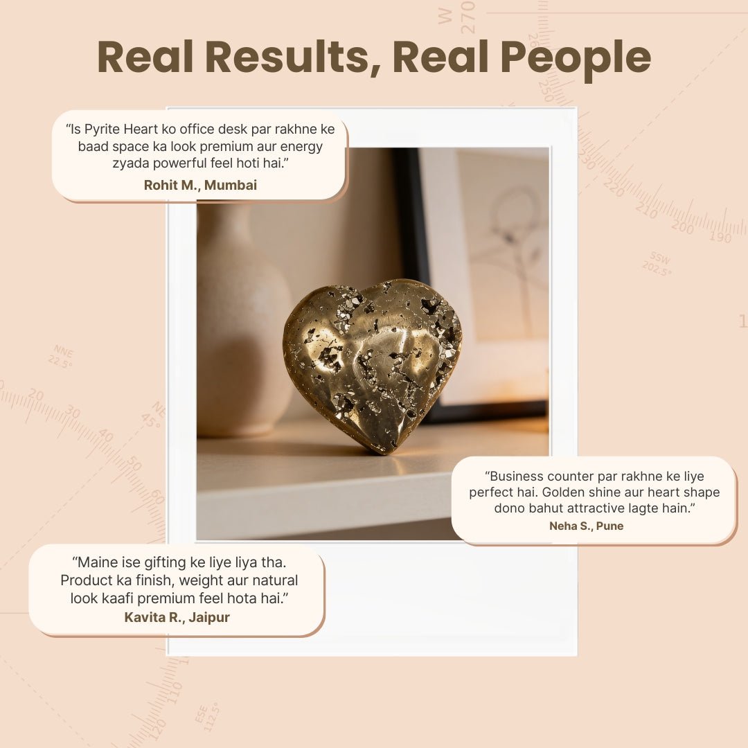 Natural Golden Peru Pyrite Heart Attracting Money & Wealth & Business Luck - plusvalueindia