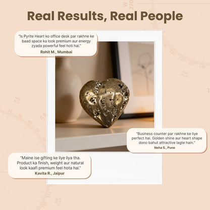Natural Golden Peru Pyrite Heart Attracting Money & Wealth & Business Luck - plusvalueindia