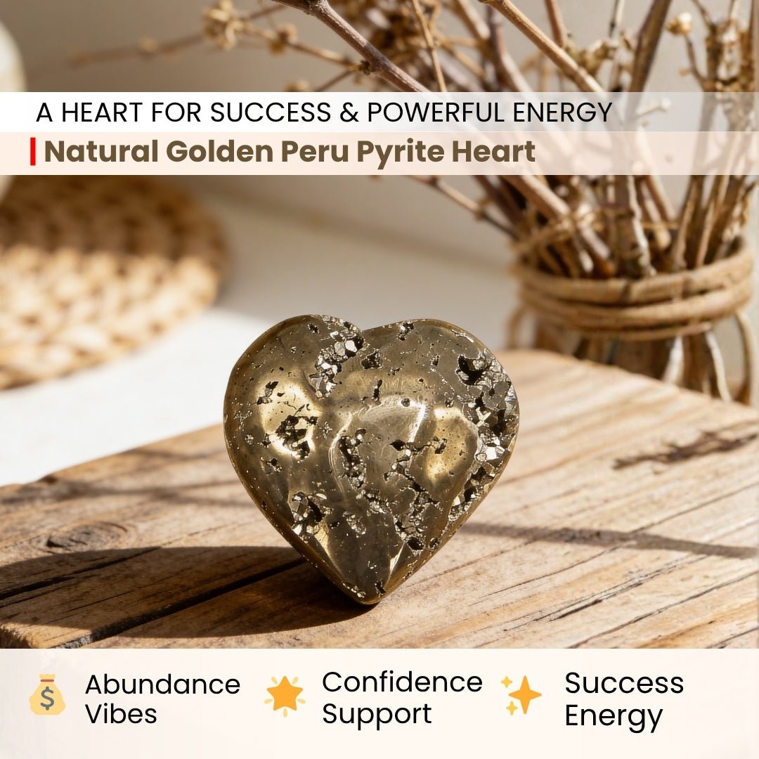 Natural Golden Peru Pyrite Heart Attracting Money & Wealth & Business Luck - plusvalueindia