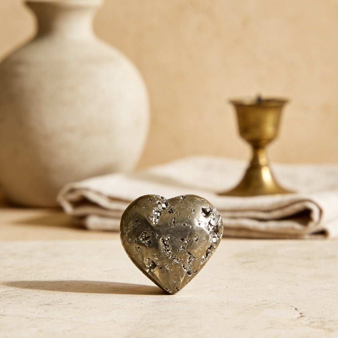 Natural Golden Peru Pyrite Heart Attracting Money & Wealth & Business Luck - plusvalueindia