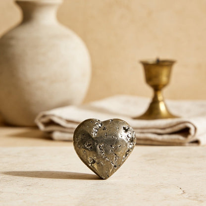 Natural Golden Peru Pyrite Heart Attracting Money & Wealth & Business Luck - plusvalueindia