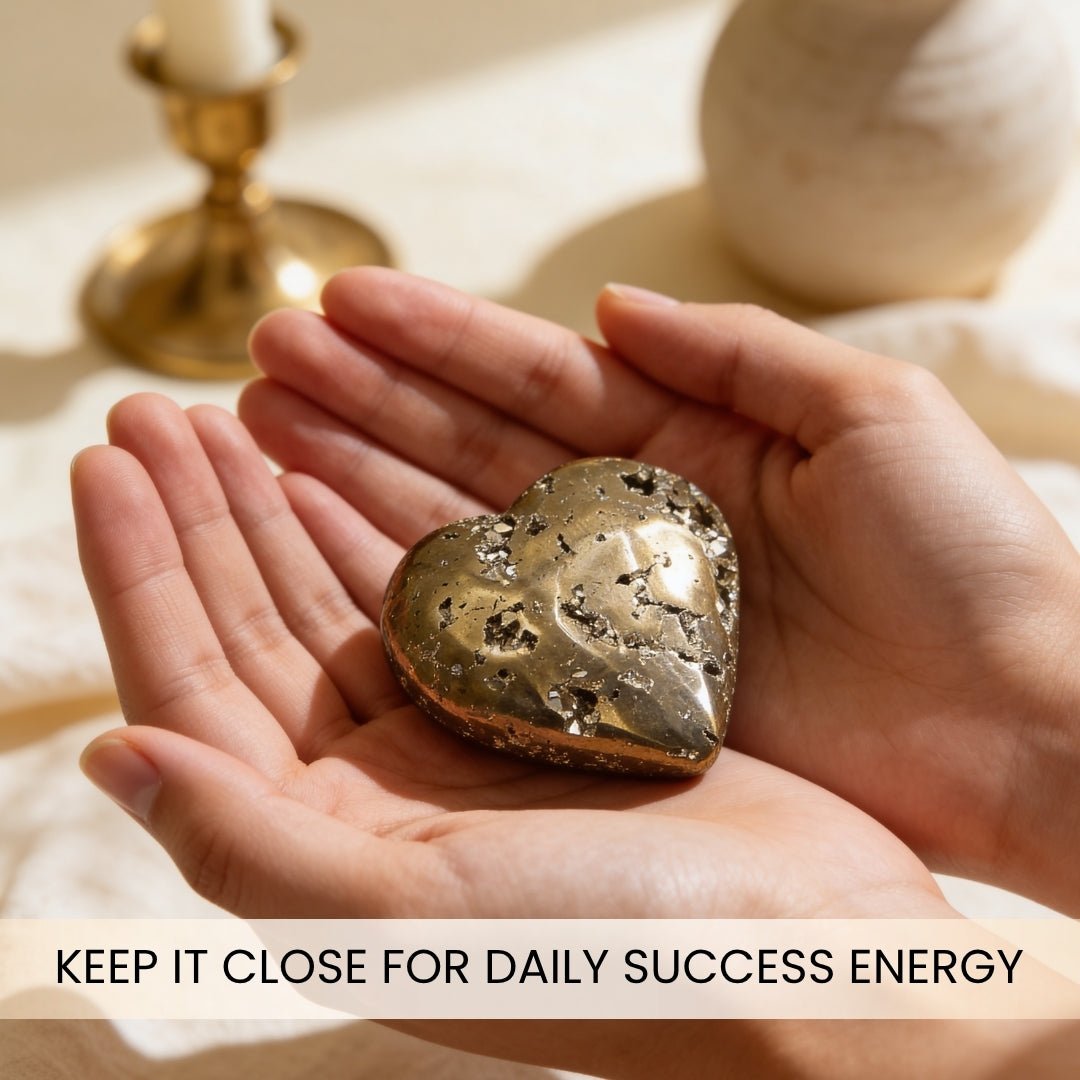 Natural Golden Peru Pyrite Heart Attracting Money & Wealth & Business Luck - plusvalueindia