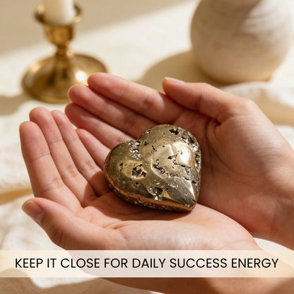Natural Golden Peru Pyrite Heart Attracting Money & Wealth & Business Luck - plusvalueindia